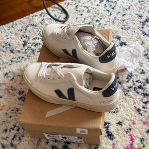Veja Cream and Black Casual Sneakers